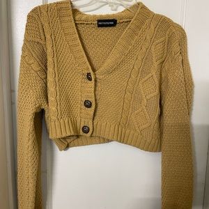 BROWN CROPPED GRANDMA SWEATER